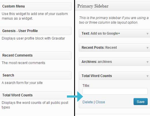 Widget de statistiques de mots Widget de statistiques de mots