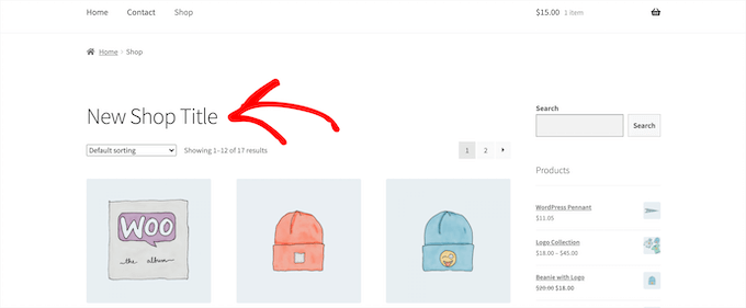 Exemple de titre de page de magasin avec code Exemple de titre de page de magasin avec code