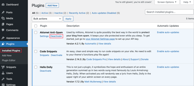 commentairesfermédésactiverplugins Désactivez les plugins un par un pour voir si le problème est résolu