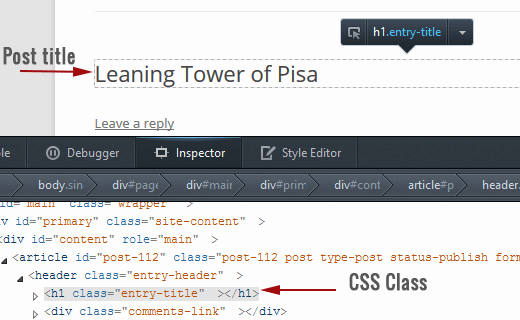 Trouver la classe CSS utilisée pour un élément Trouver la classe CSS utilisée pour un élément