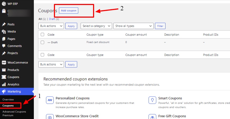Ajouter un coupon WooCommerce