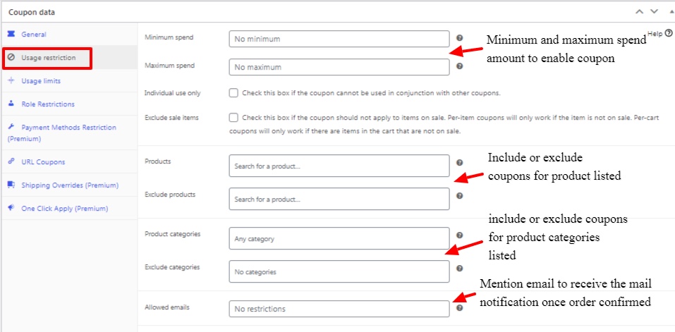 Restriction d'utilisation des coupons WooCommerce