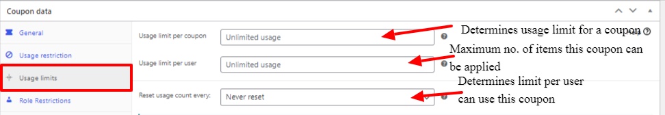 Limites d'utilisation des coupons WooCommerce