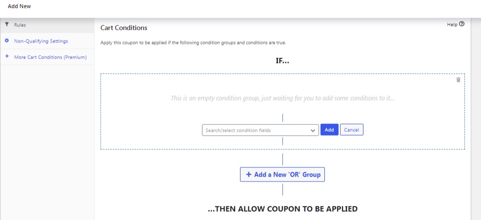 Coupons de condition du panier