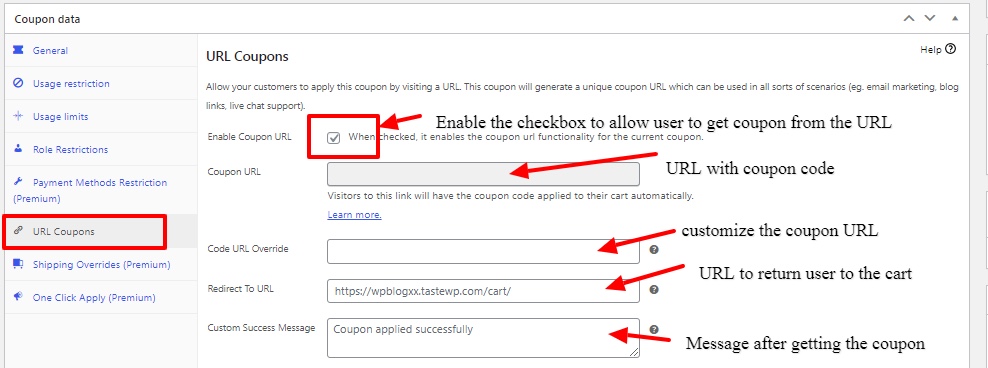 Coupons d'URL
