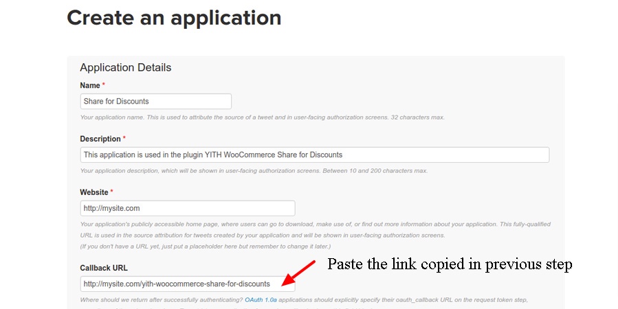 Créer une nouvelle application Twitter