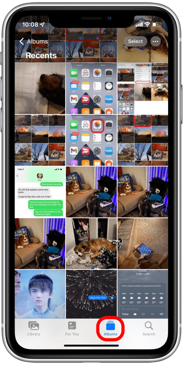 Appuyez sur Albums