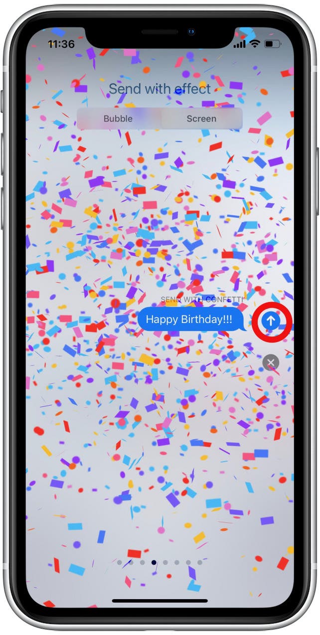 Comment envoyer des confettis sur iPhone Étape 10 - Appuyez sur Envoyer