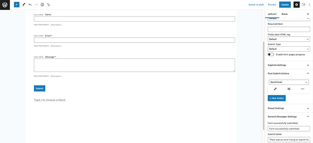 Construire un formulaire avec JetForm Builder