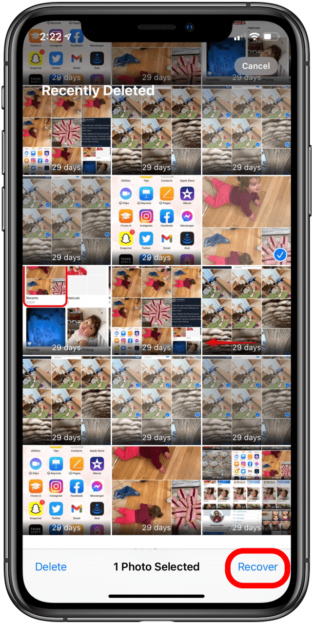 comment supprimer toutes les photos de l'iphone