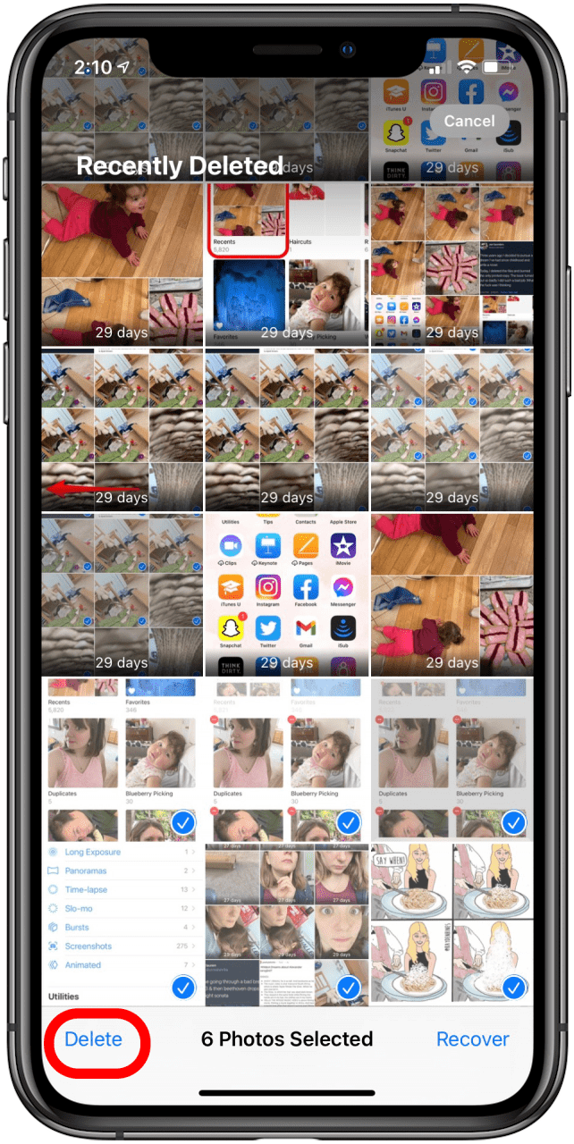 Appuyez sur supprimer