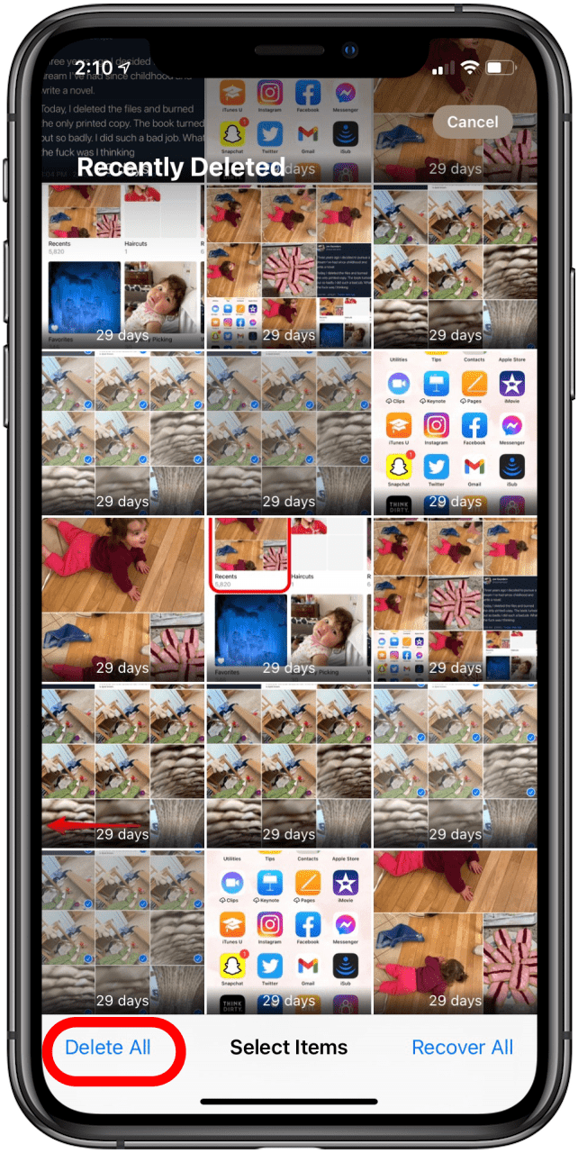 Supprimer toutes les photos iPhone