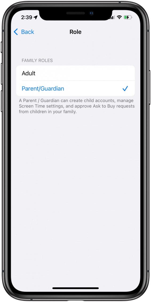 appuyez sur parent/tuteur