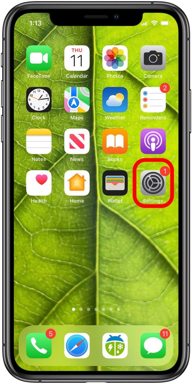 application de paramètres iphone