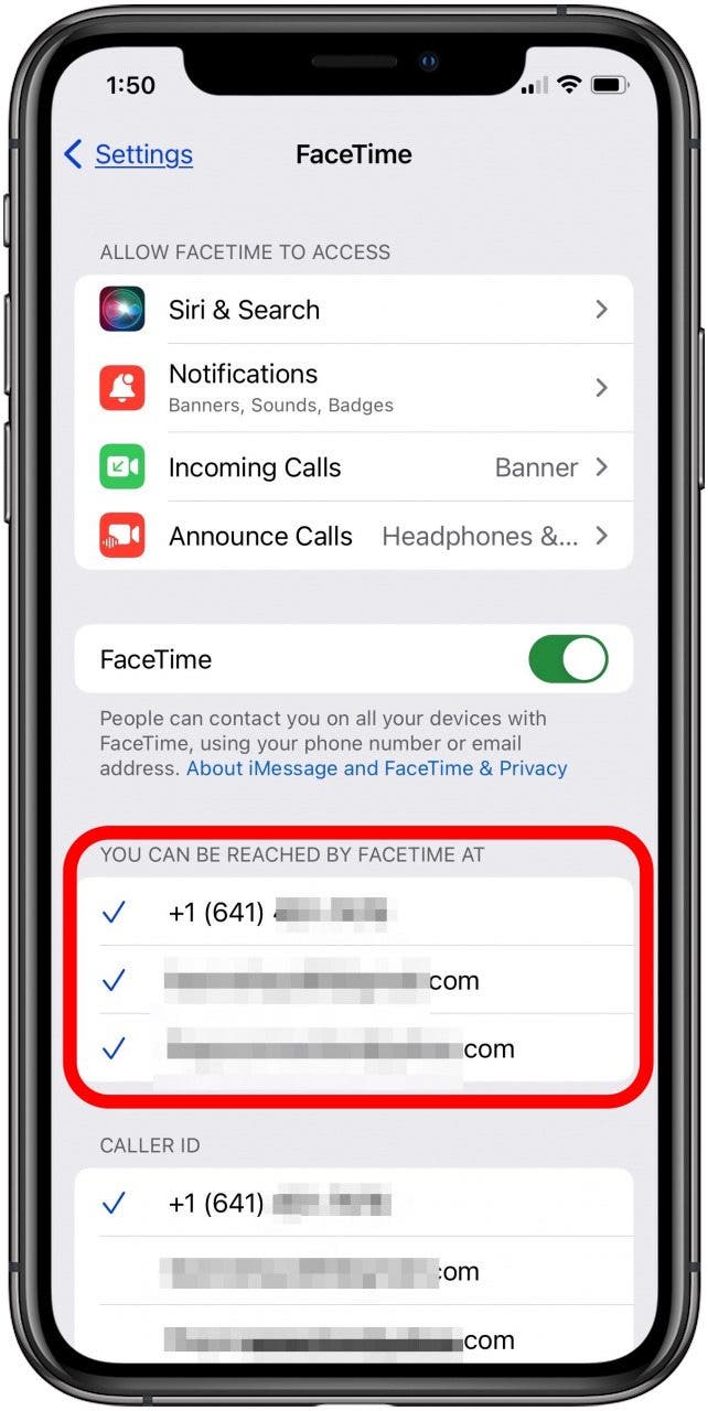 assurez-vous que l'identifiant Apple et le numéro de téléphone sont vérifiés dans les paramètres Facetime