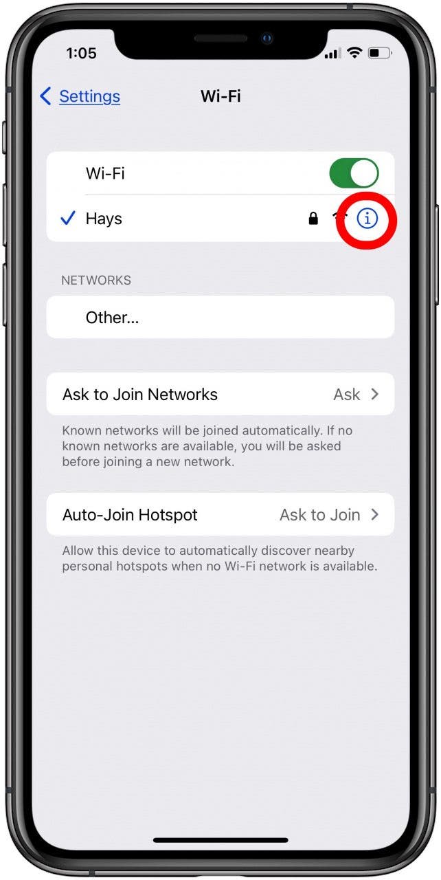 infos sur le réseau wifi