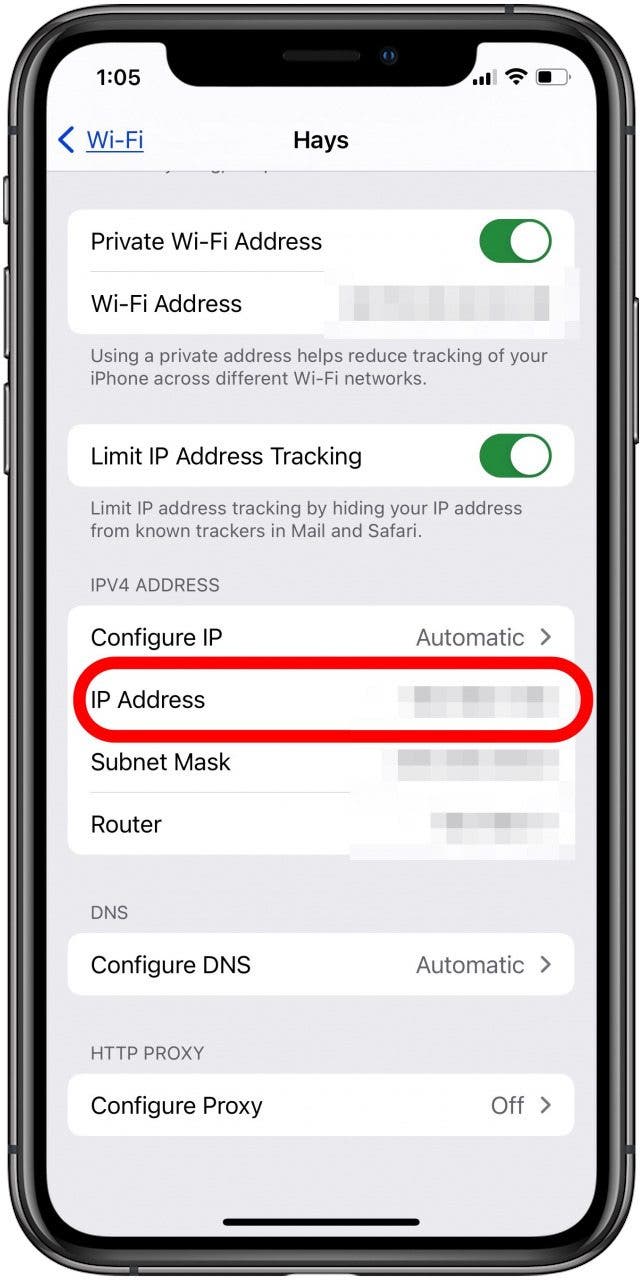 comment vérifier l'adresse IP sur iphone