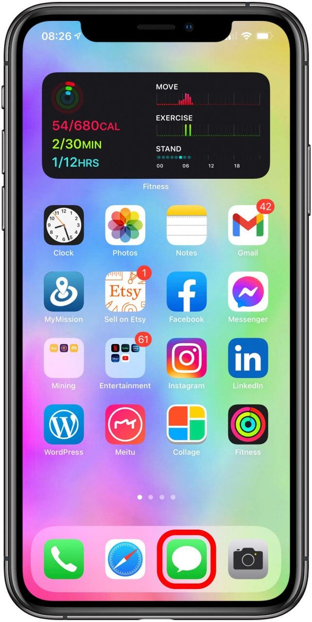 Ouvrez l'application Messages sur votre iPhone.