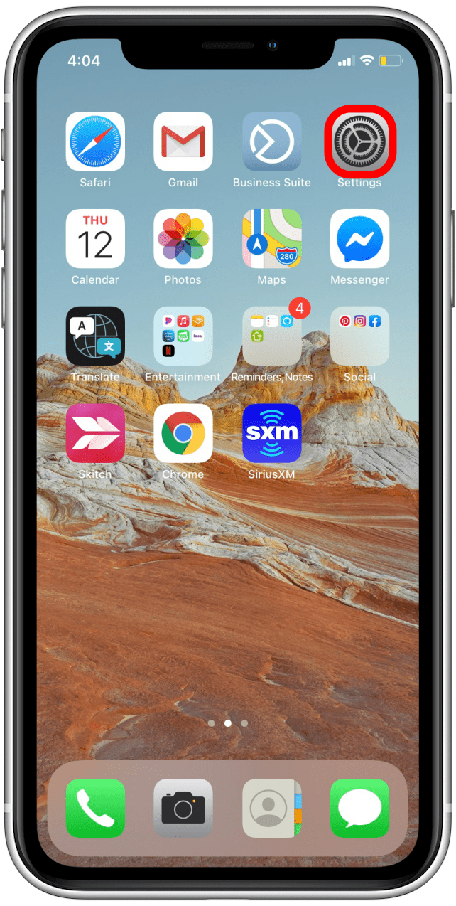 Ouvrez l'application des paramètres