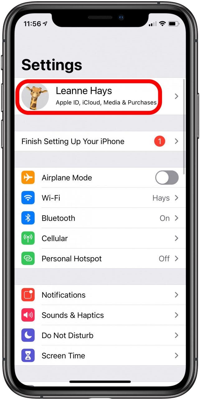 bannière en haut de l'application des paramètres
