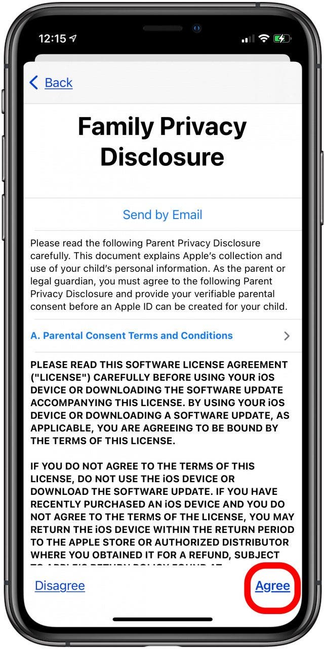 accepter la divulgation de la confidentialité de la famille de l'identifiant Apple
