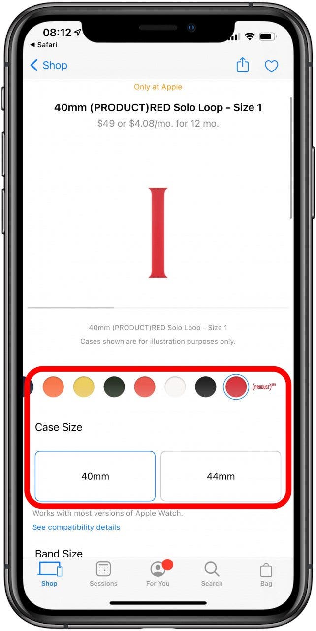 Choisissez votre couleur et la taille de votre étui.