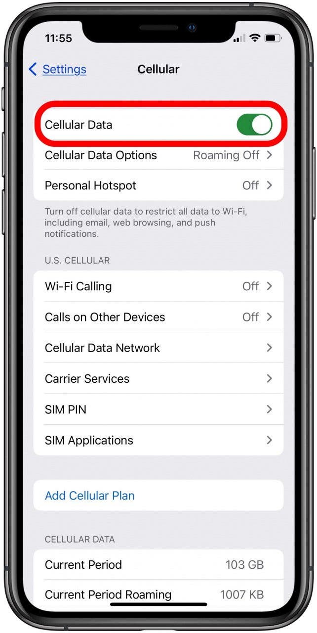 activer les données cellulaires sur iphone