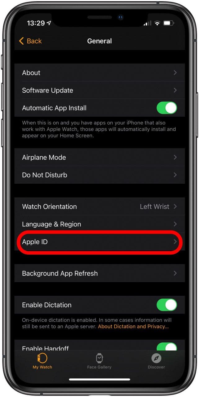 Appuyez sur identifiant Apple.