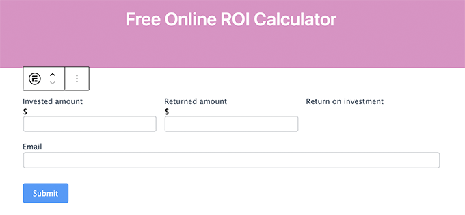 Aperçu du calculateur de ROI dans l'éditeur Aperçu du calculateur de ROI dans l'éditeur