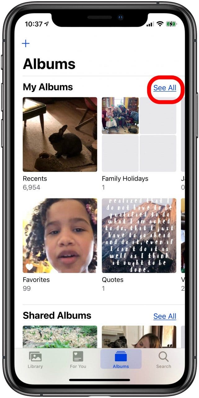 voir tous les albums photo sur iphone