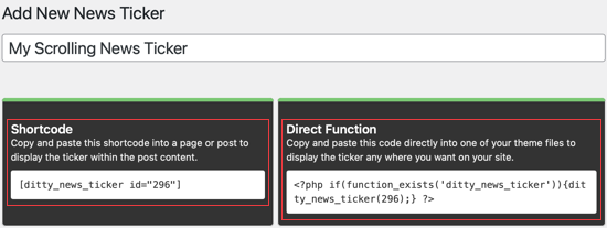 News Ticker Shortcode et fonction PHP News Ticker Shortcode et fonction PHP