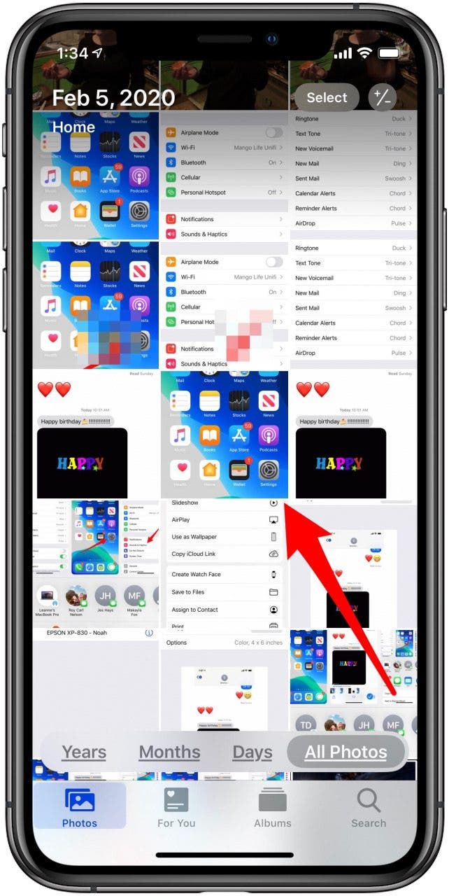 sélectionnez une photo dans l'application photo