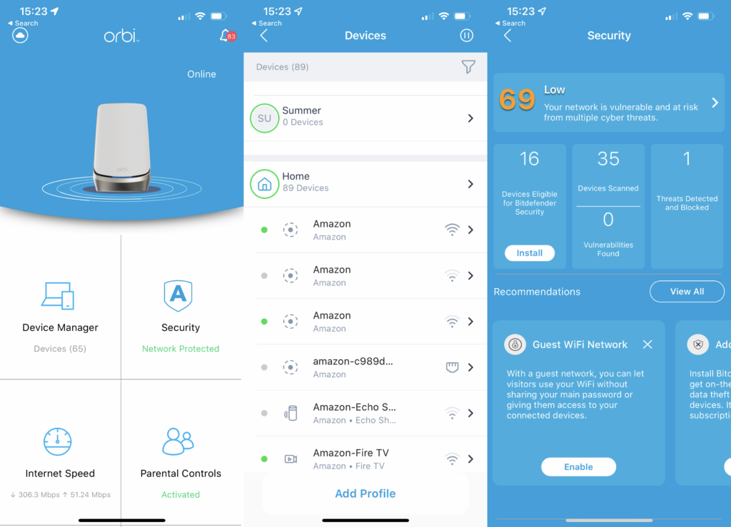 Application Netgear Orbi RBKE963 Wi-Fi 6E Mesh System
