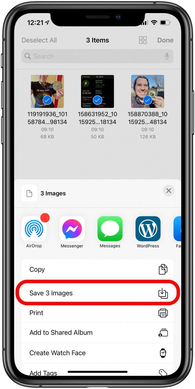 Appuyez sur Enregistrer (#) Images.
