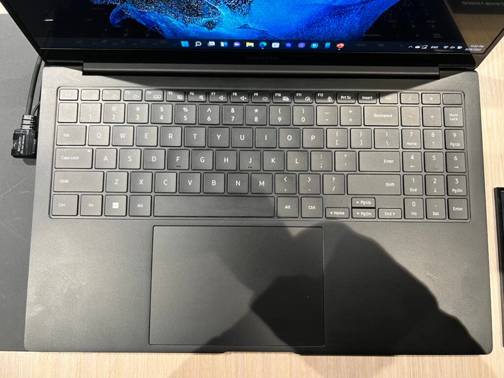 Une vue du clavier du Samsung Galaxy Book 2 Pro