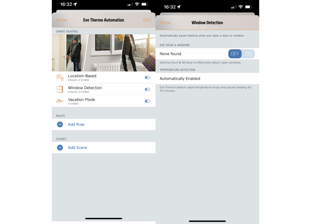 Détection de la fenêtre de l'application Eve Thermo