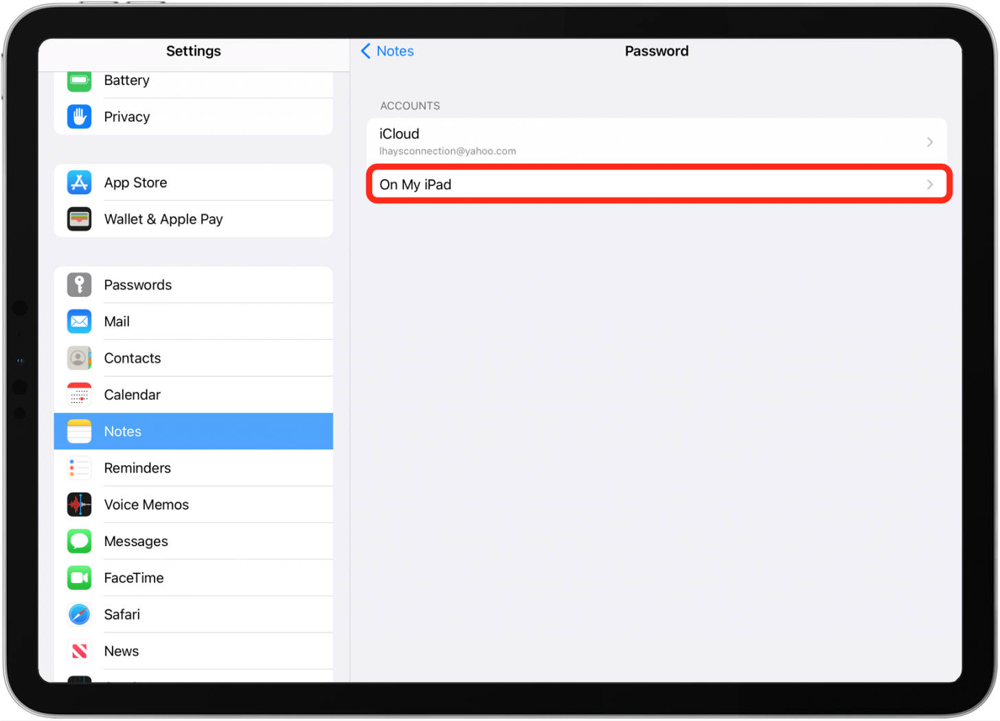 choisissez le compte d'application de notes à verrouiller avec l'empreinte digitale