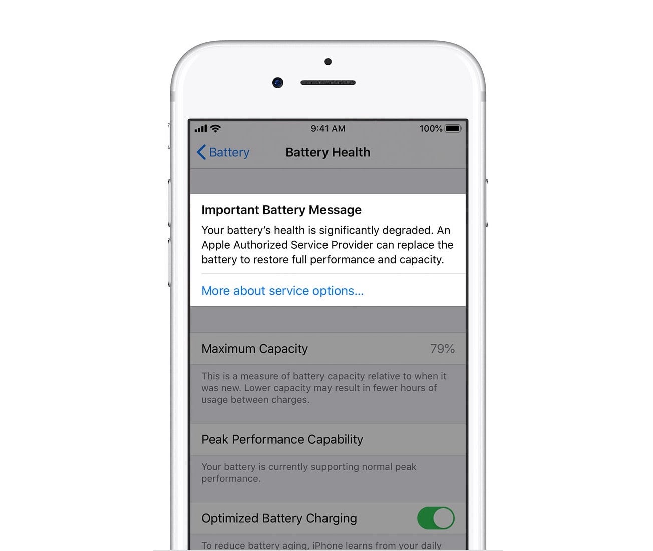 Santé de la batterie iOS