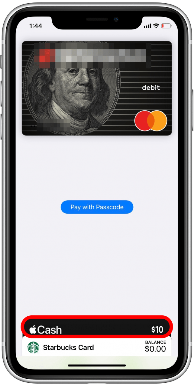 Sélectionnez Apple Cash