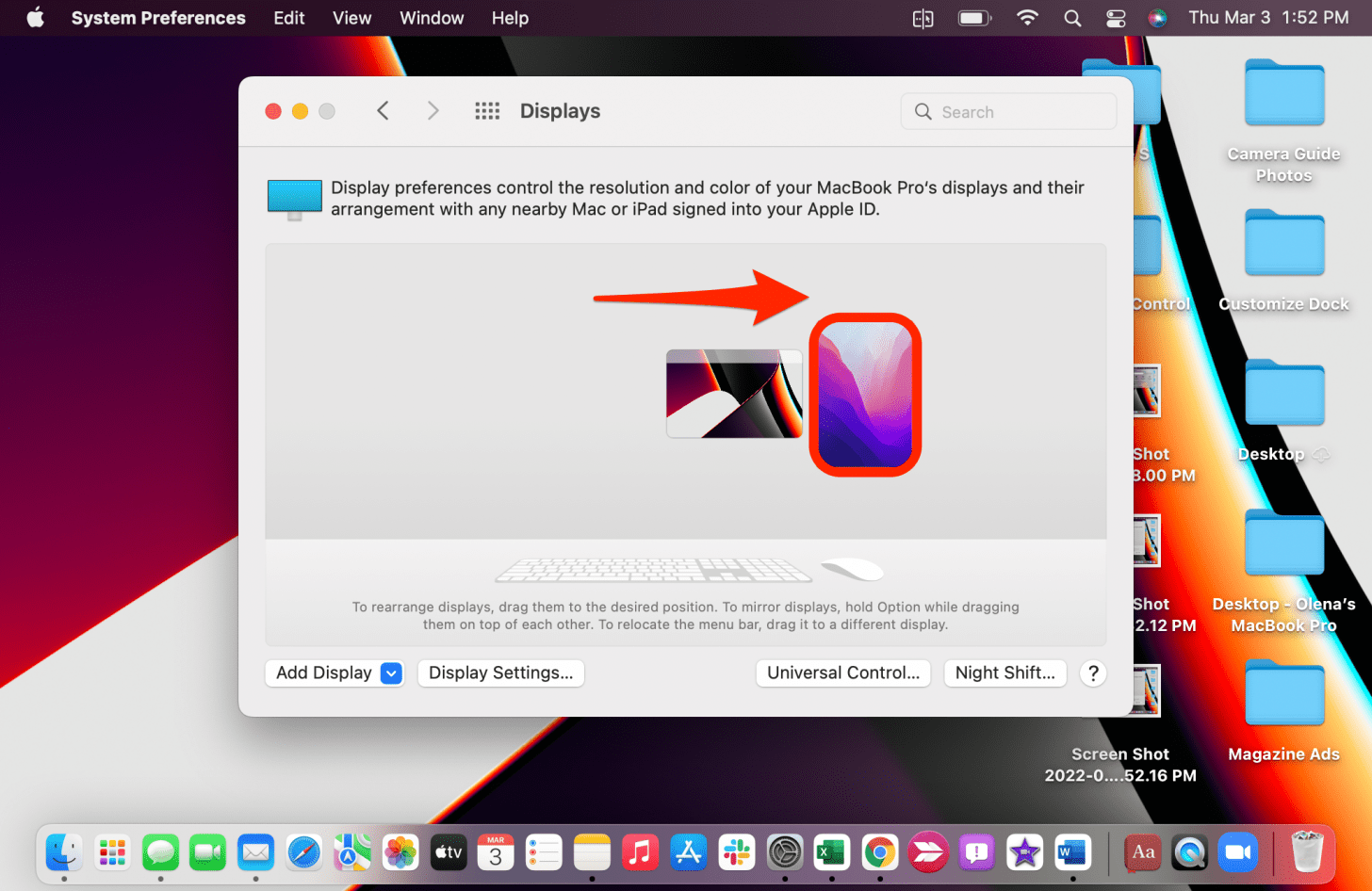 Faites glisser l'autre iPad ou Mac sur le côté du Mac sur lequel vous souhaitez qu'il soit allumé.