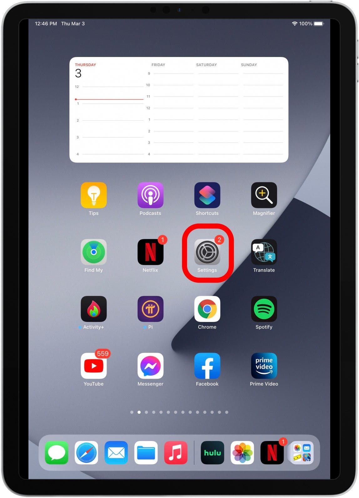 Ouvrez Paramètres sur votre iPad.