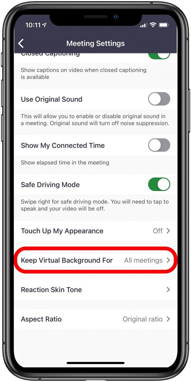 zoomer les paramètres d'arrière-plan virtuel