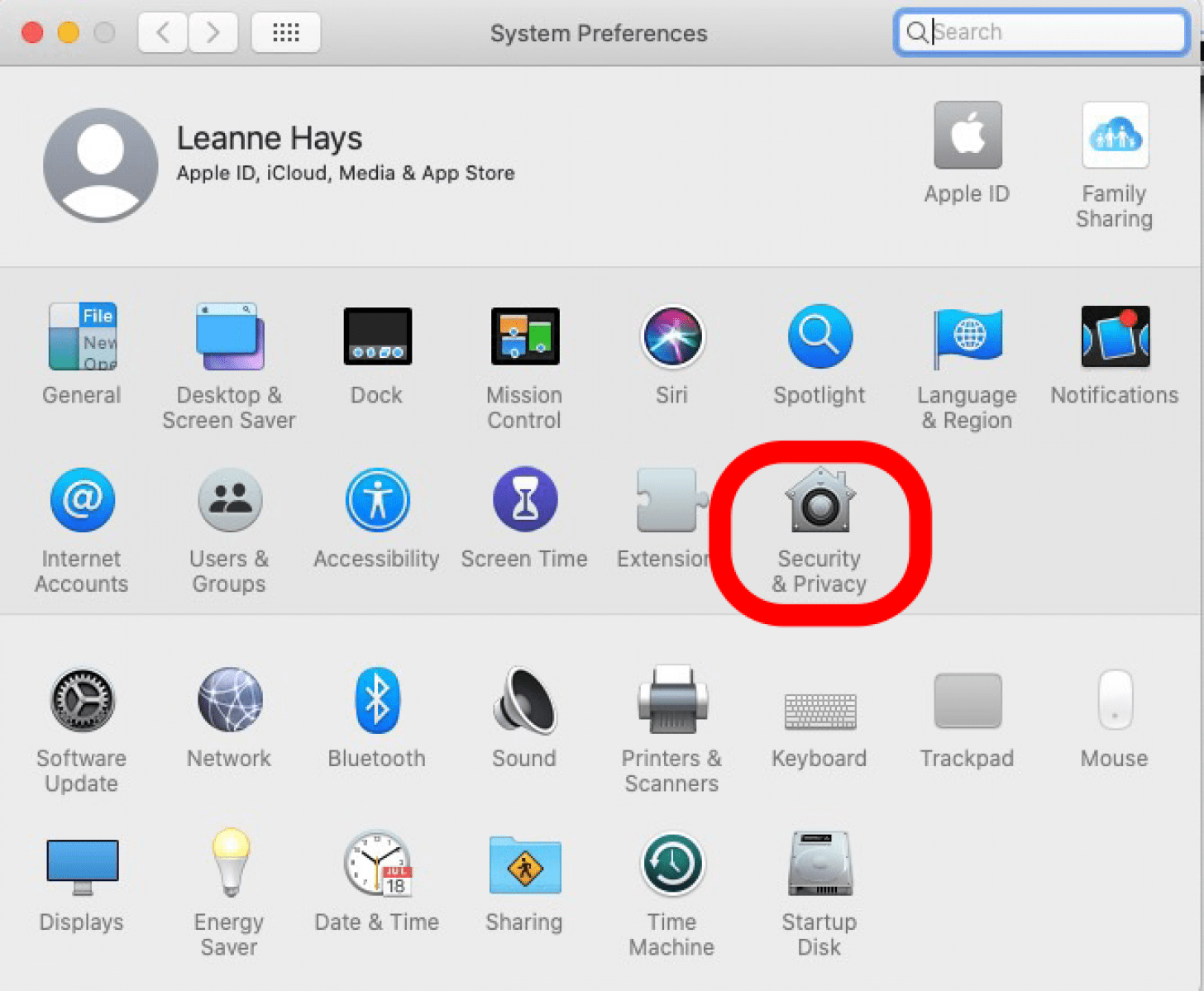 paramètres de sécurité et de confidentialité mac