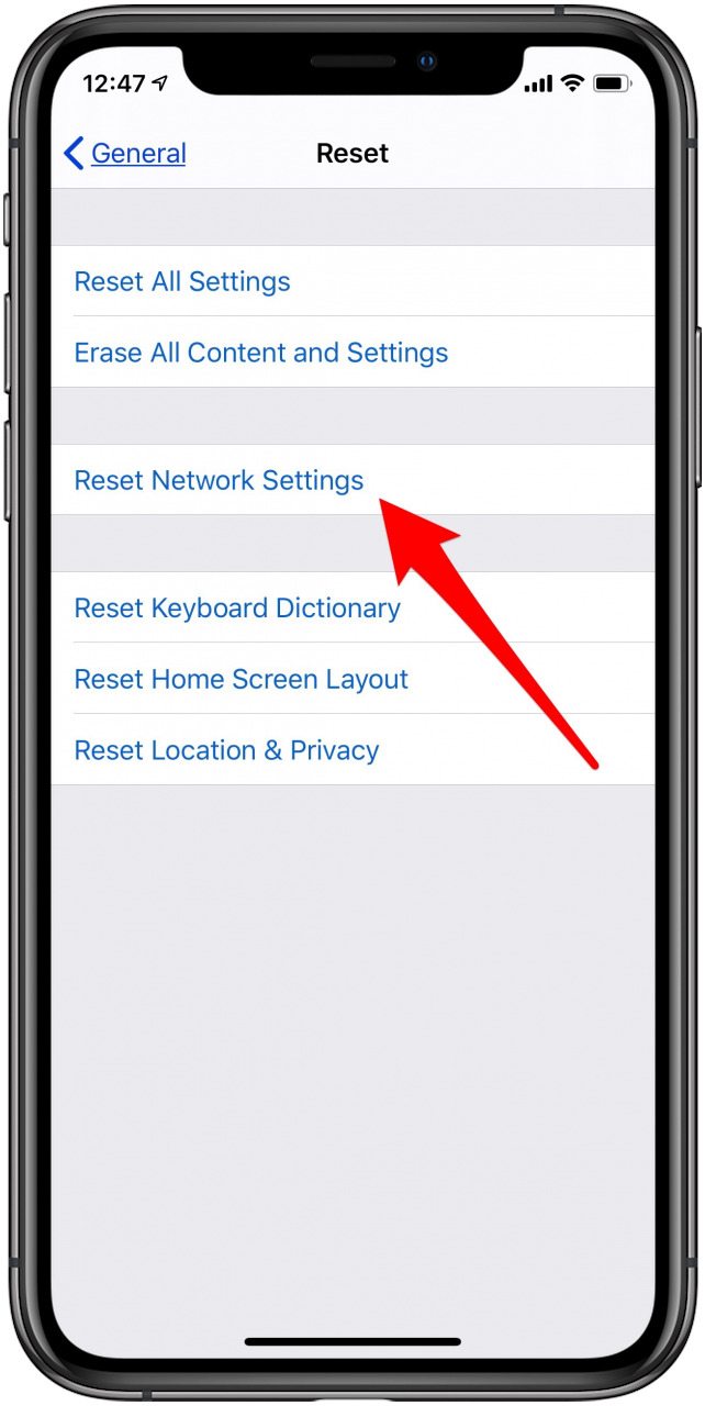 réinitialiser les paramètres réseau iphone