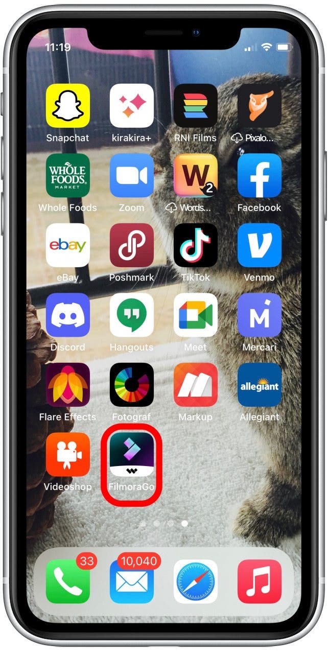 Sur l'écran d'accueil, appuyez sur pour ouvrir l'application FilmoraGo.