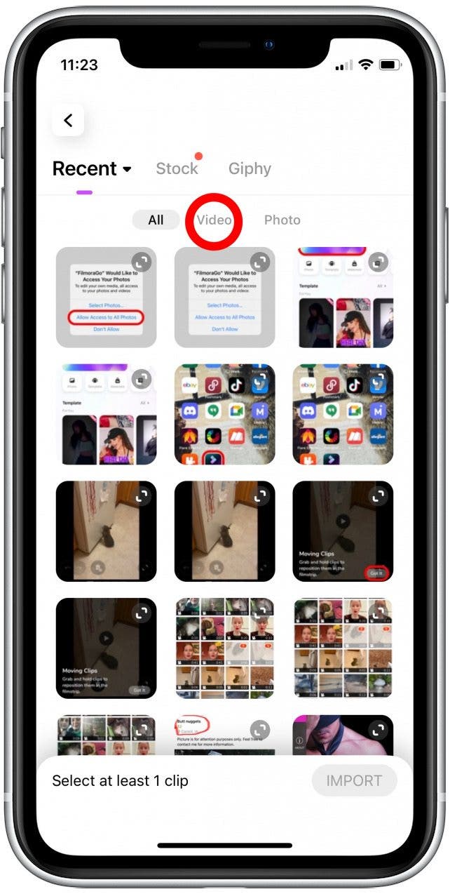Appuyez sur Vidéo.