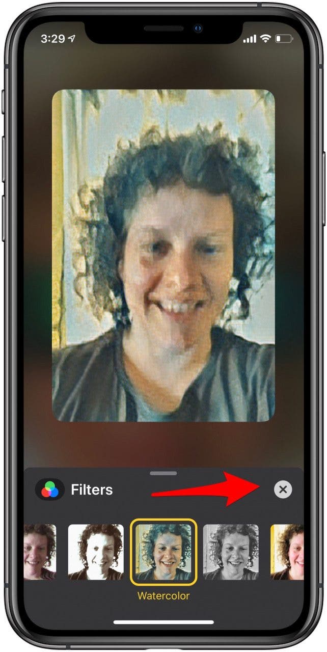 appuyez sur x pour revenir à l'appel facetime