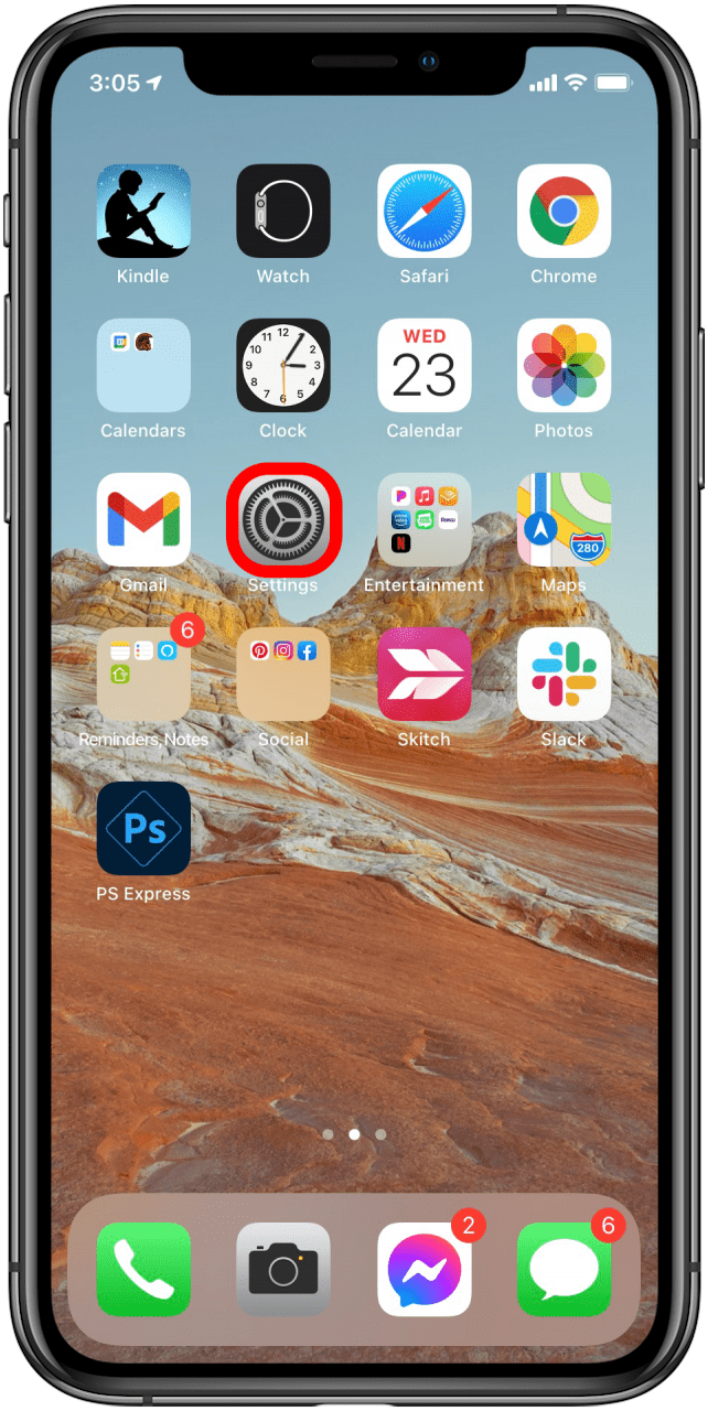 pour supprimer l'historique de recherche Siri Ouvrez l'application Paramètres