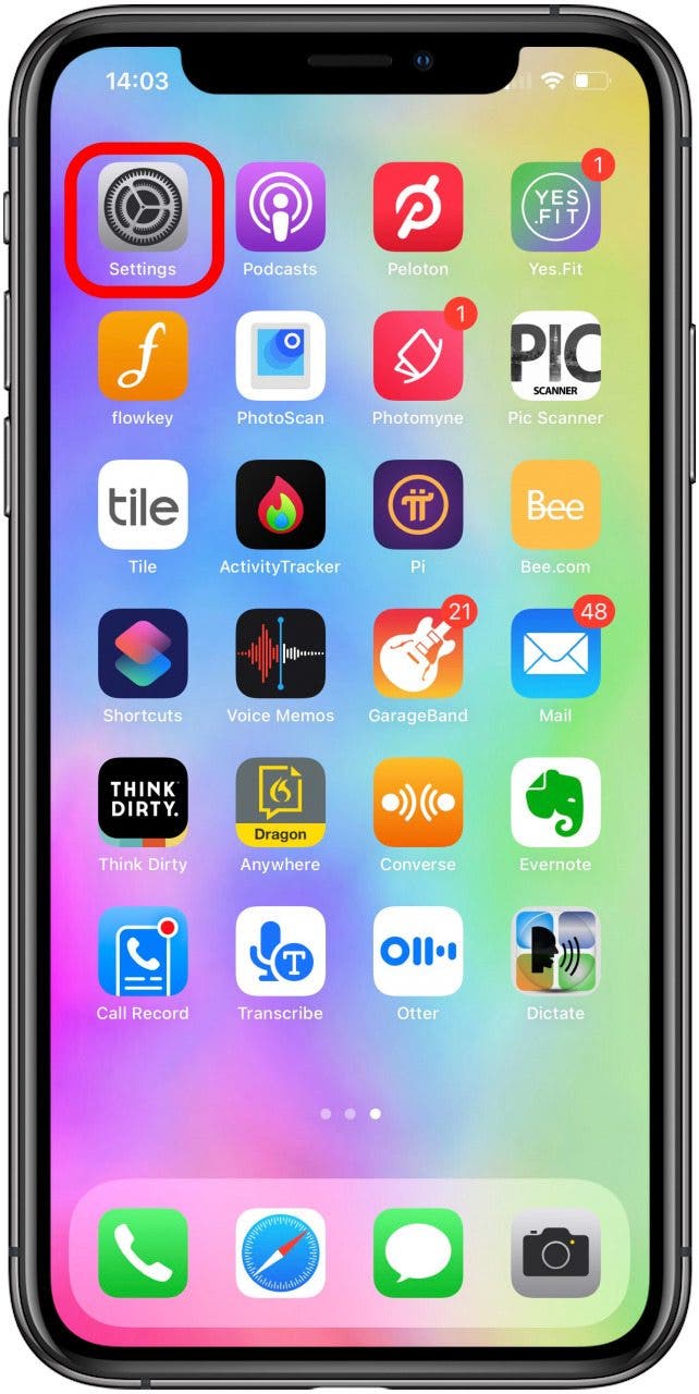 Ouvrez les paramètres sur votre iPhone.