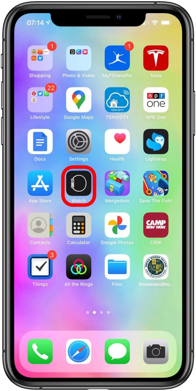 Ouvrez l'application Watch sur votre iPhone.